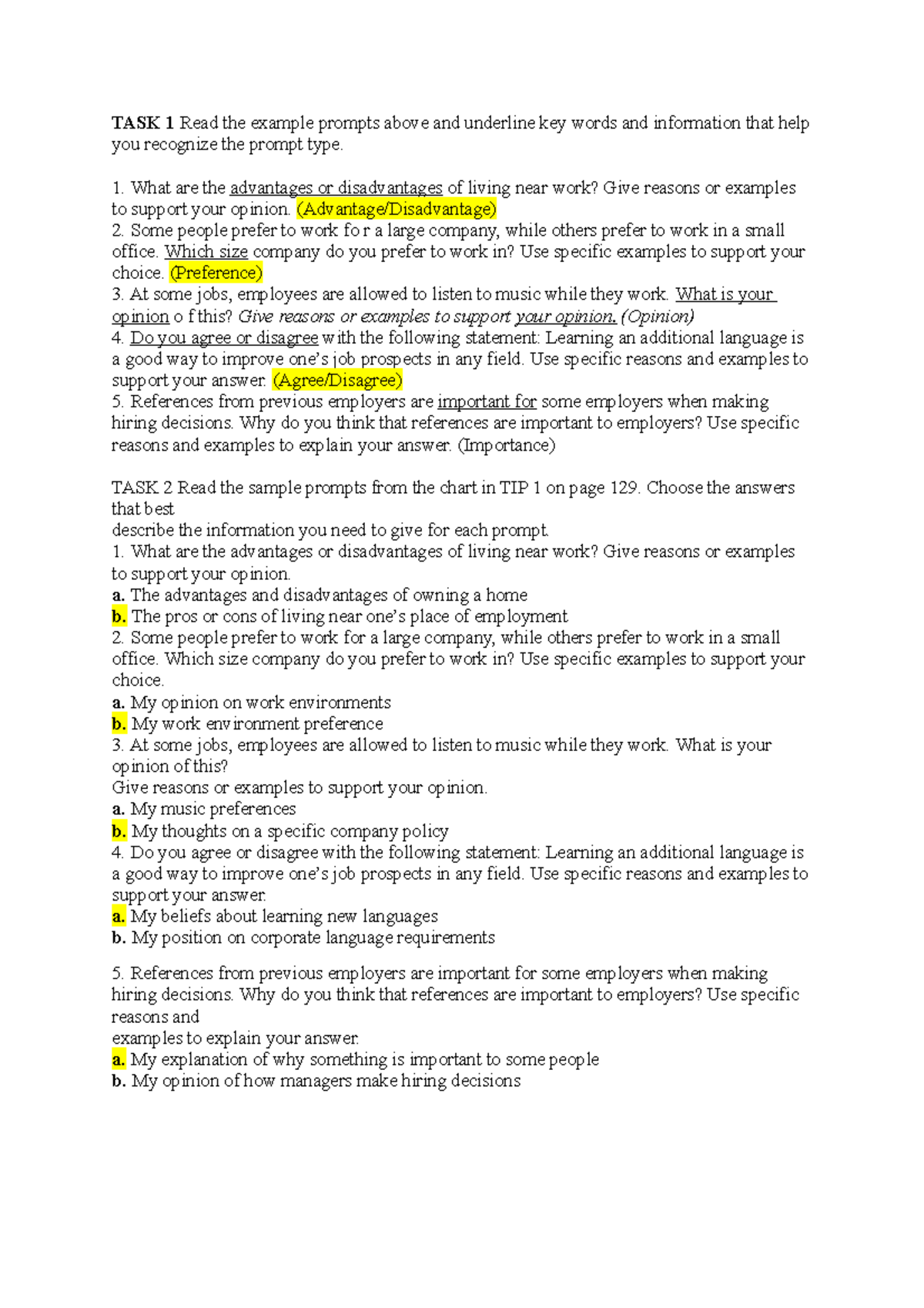 Writing - Question 8 Tips on Prompt Types and Responses - Studocu