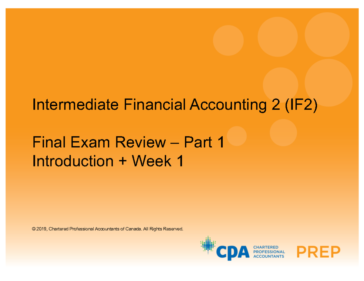 Intermediate Accounting 2 IF2 Final Exam Review and Practice MCQs - Studocu
