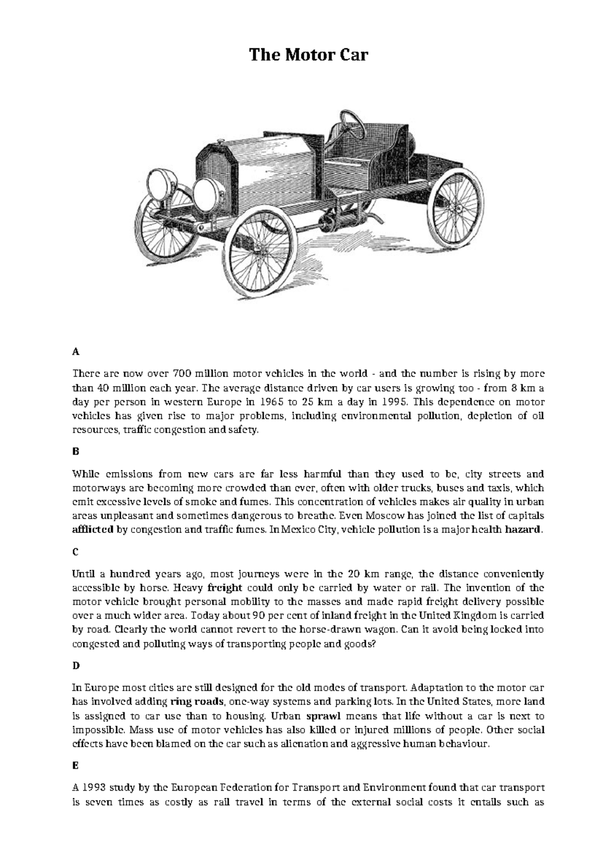 23. Handout Reading Unit 6 - The Motor Car A There are now over 700 ...