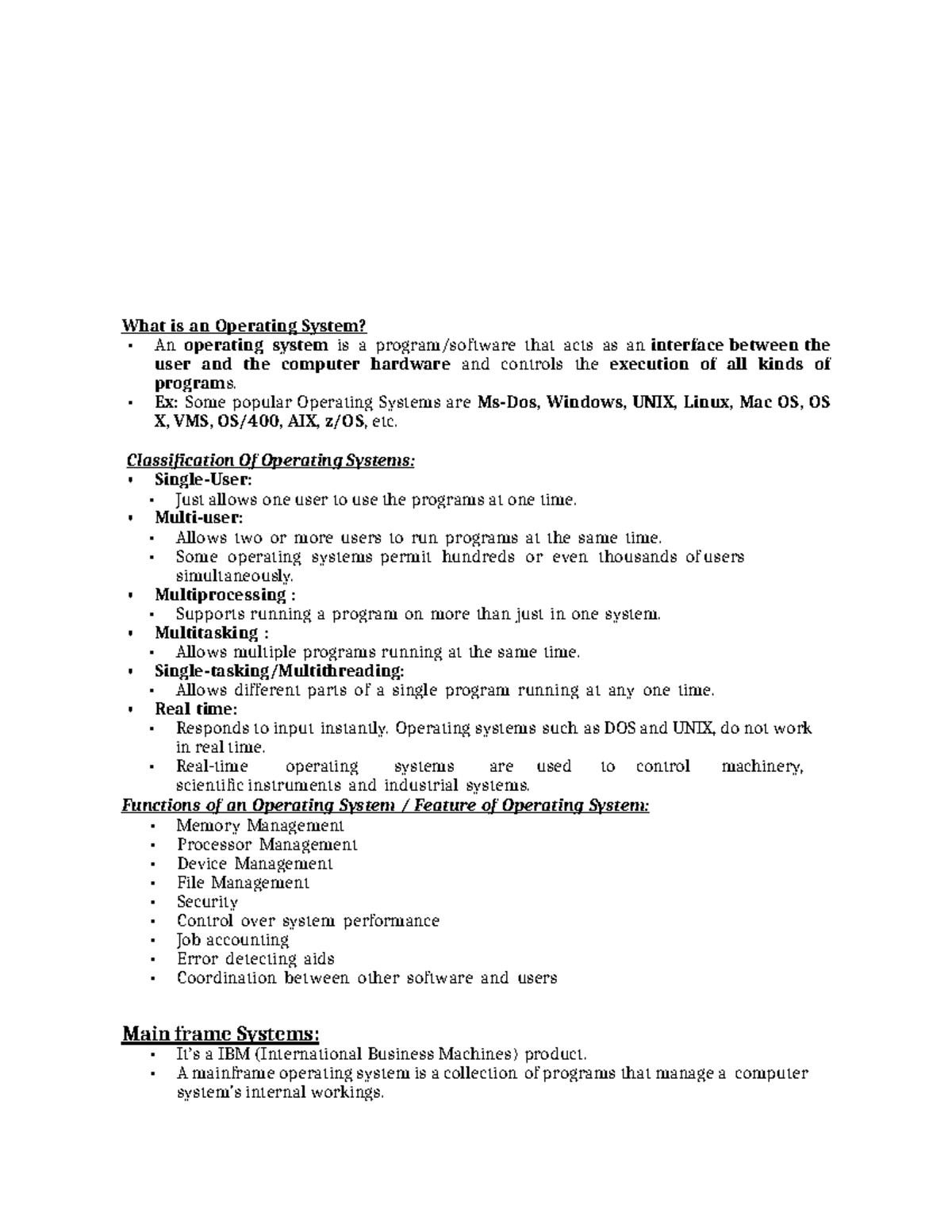 Unit 1 - OSS Linux Unit 1 Lecture Notes - What is an Operating System ...
