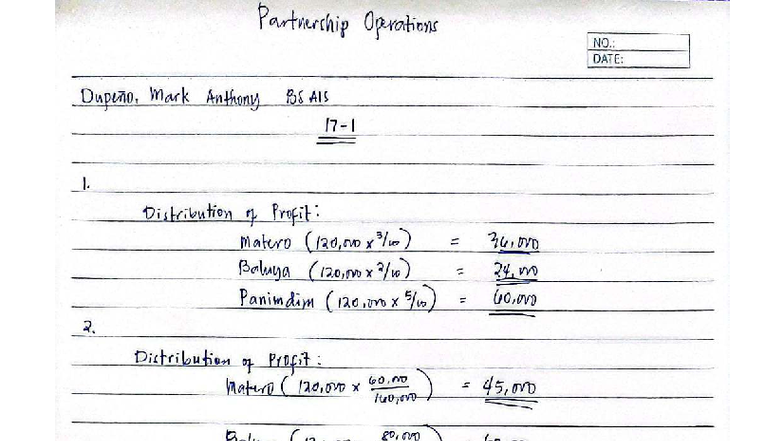 Partnership Operations: Profit Distribution & Income Summary CS - Studocu