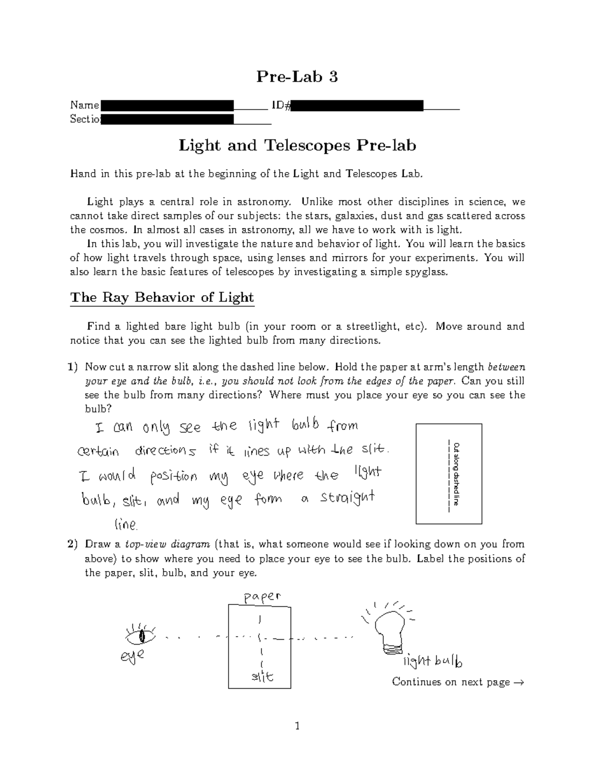 Light and Telescopes Lab (406704732) - Pre-Lab Instructions - Studocu