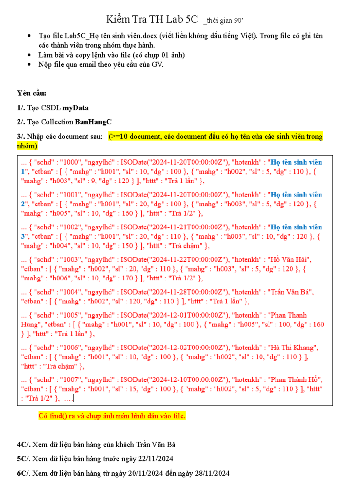 Ktthlab 5C - Example test - Kiểm Tra TH Lab 5C _thời gian 90’ Tạo file ...