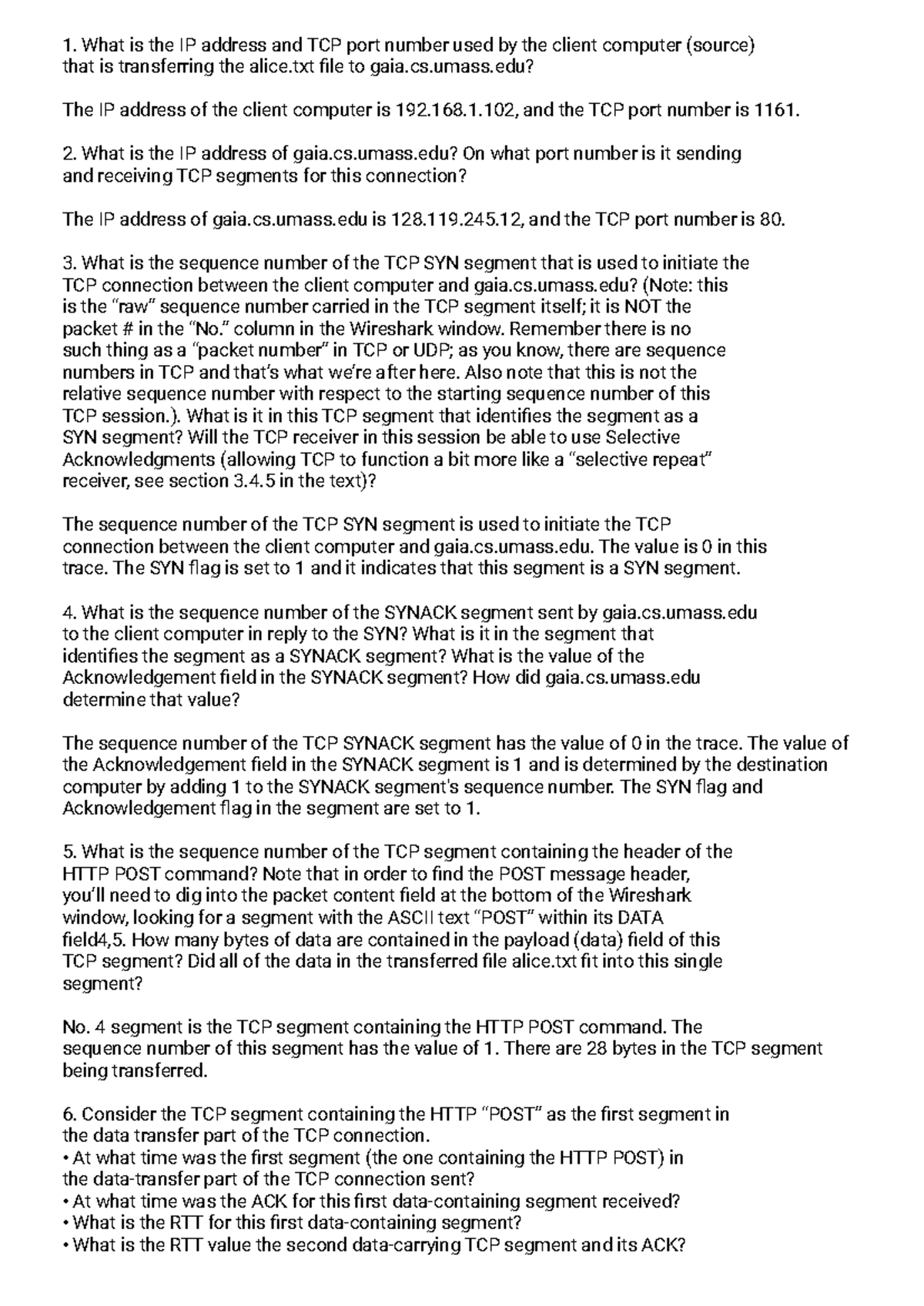 A - Lecture Notes on TCP/IP Analysis Using Wireshark - Studocu