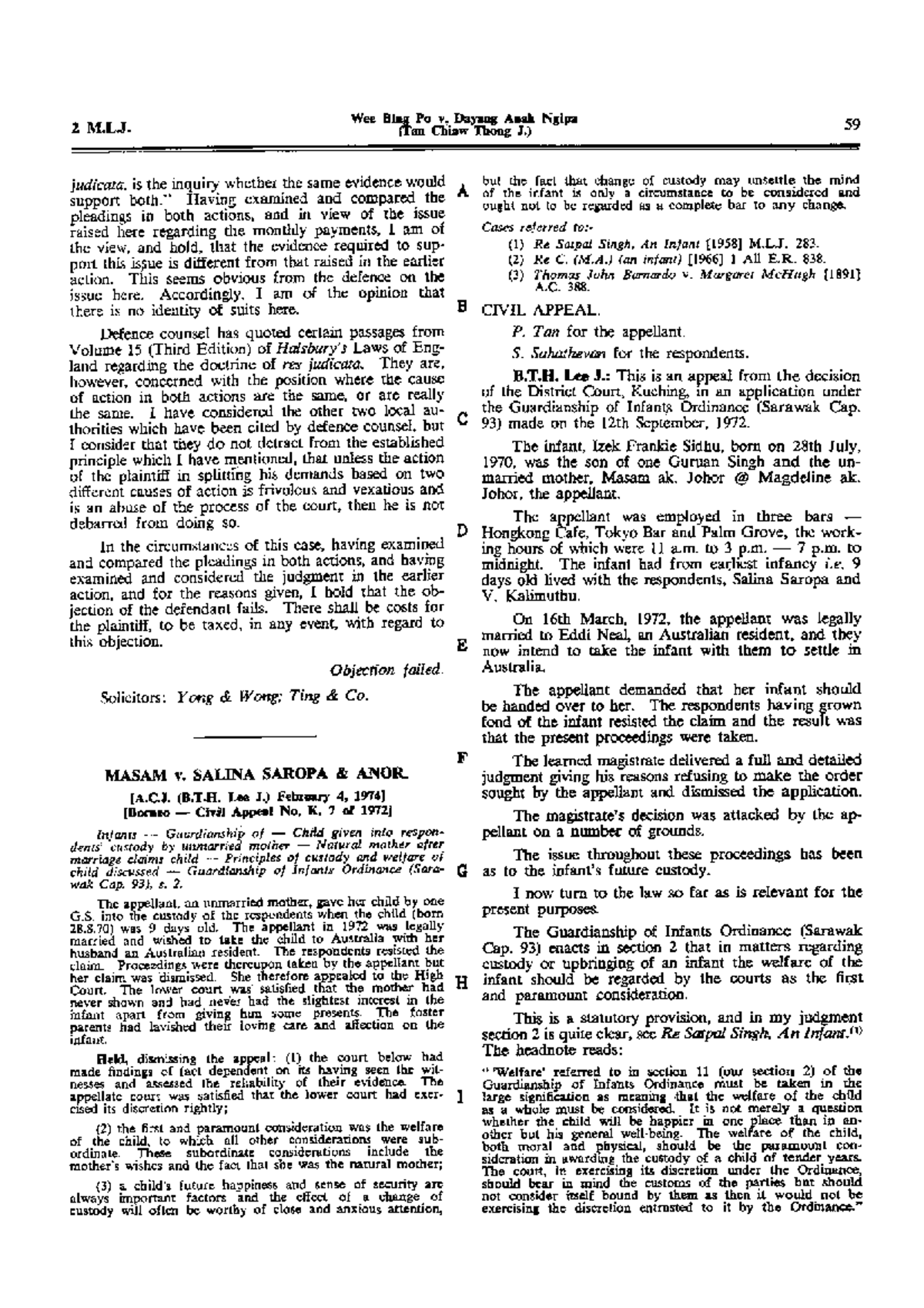 Masam v. Salina Saropa & ANOR: Civil Appeal No. K. 7 Analysis - Studocu