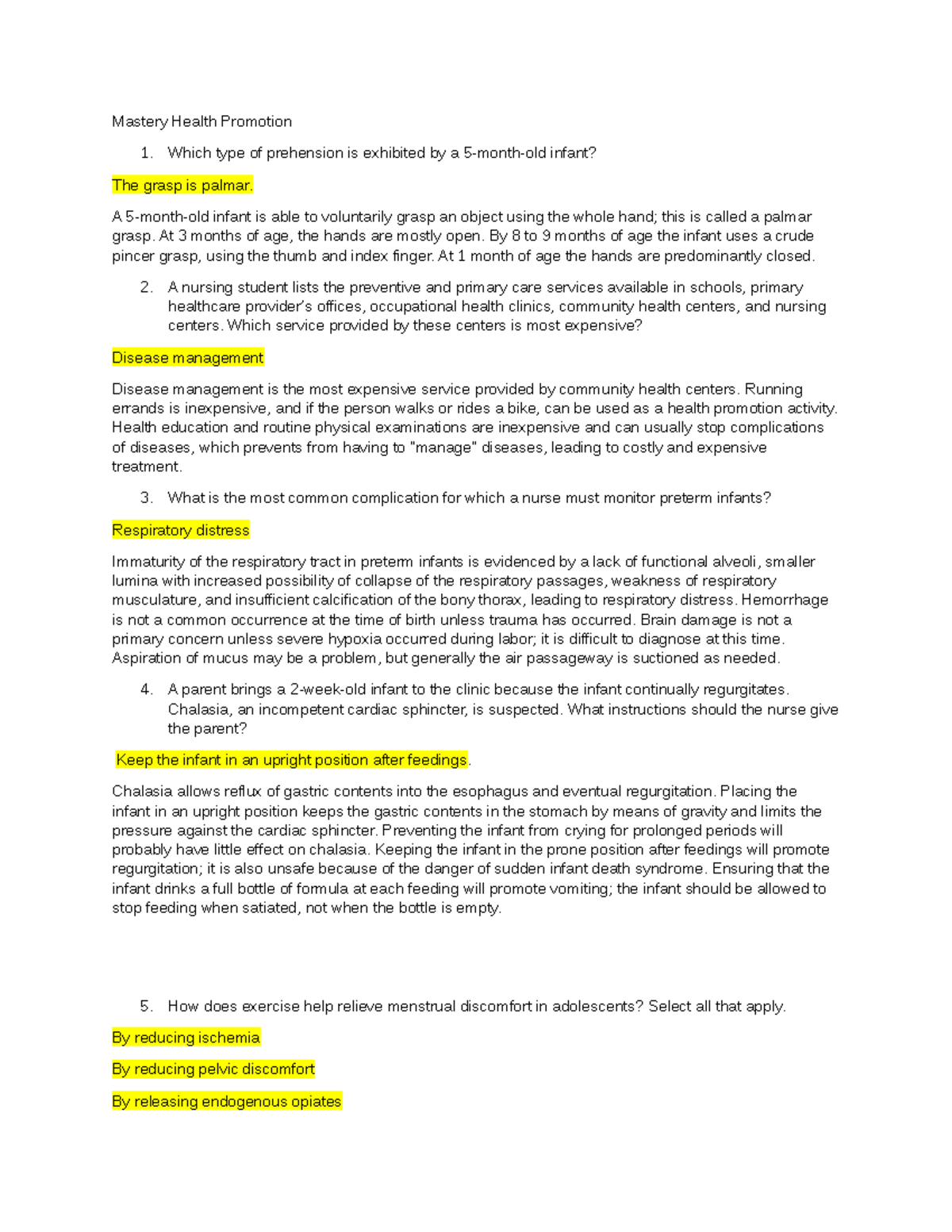 Health Promotion Study Questions (Mastery Health Promotion) - Studocu