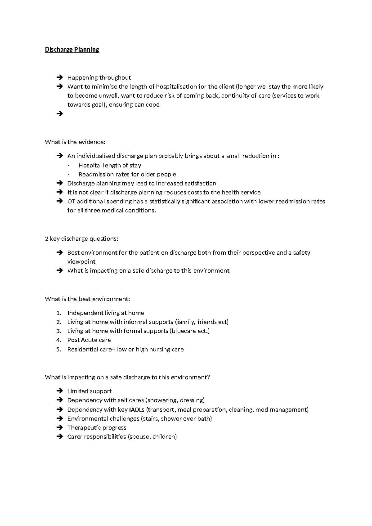 Week 10 - Discharge Planning: Strategies for Reducing Hospital Stay ...