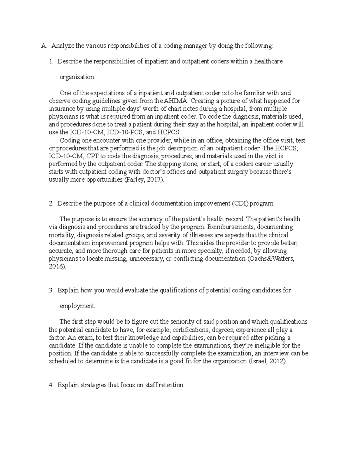C807 Task One - Responsibilities in HIM Coding & Compliance Strategies ...