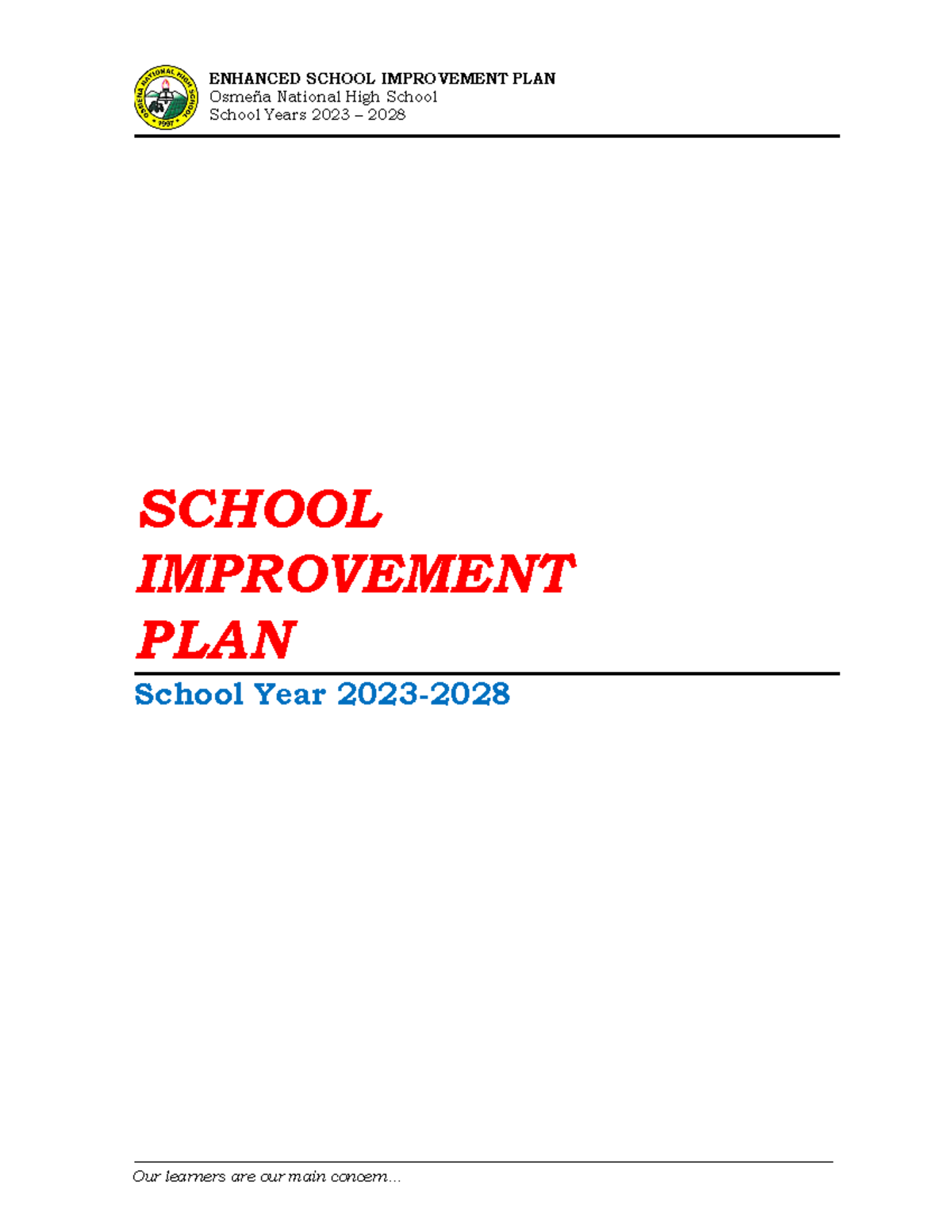 Osmeña National High School SIP 2023-2028: Strategic Improvement Plan ...