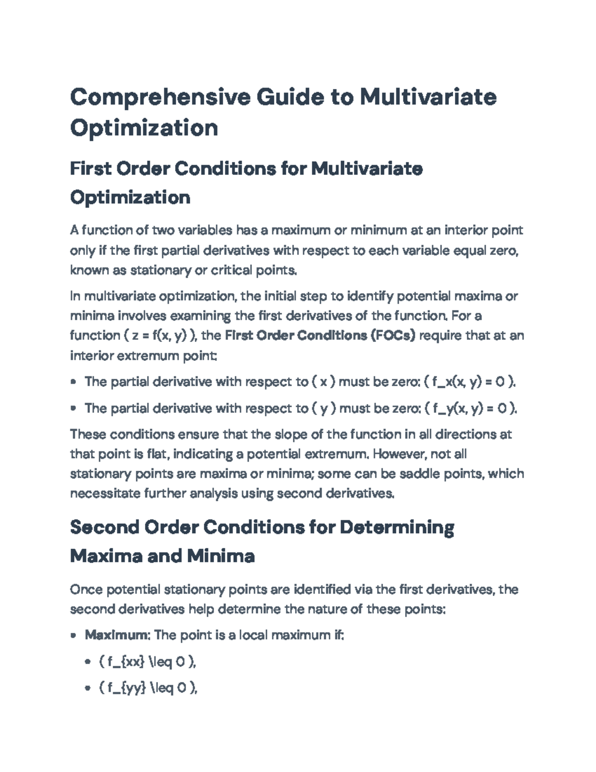 Multivariate Optimization Techniques for Economic Profit Maximization ...