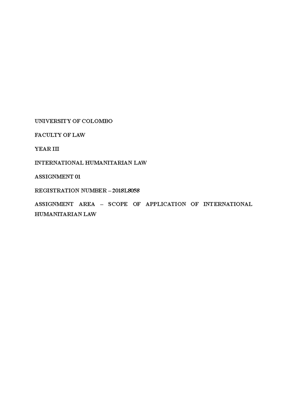 IHL Assignment 01 - Analysis of Scope in Recent Israel-Palestine ...
