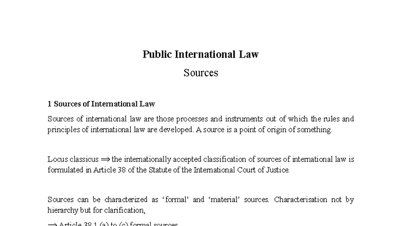 PIL 101: Sources of International Law Overview and Analysis - Studocu
