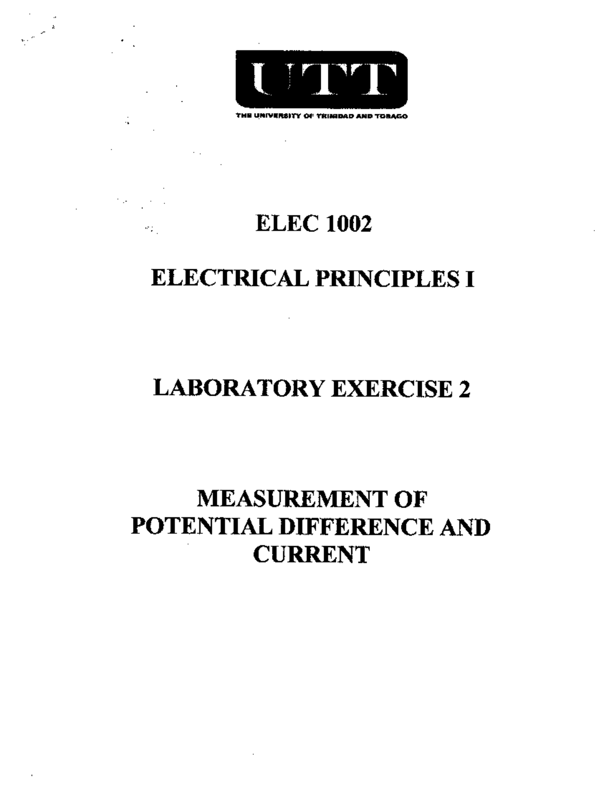 ELEC 1002 Lab 2: Measurement of Potential Difference & Current Flow ...