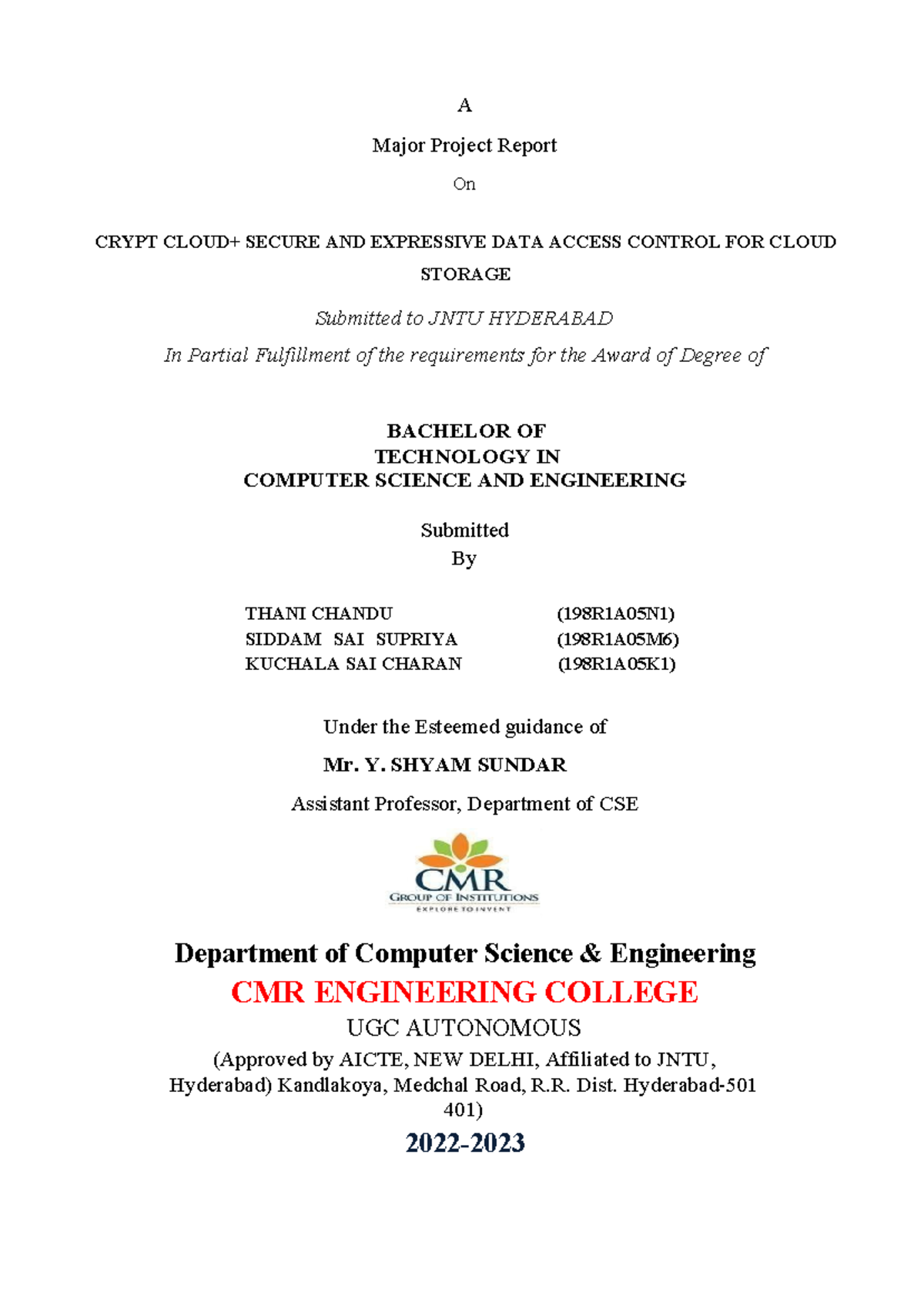 Major Project Report on CRYPT SECURE & EXPRESSIVE DATA ACCESS CONTROL ...