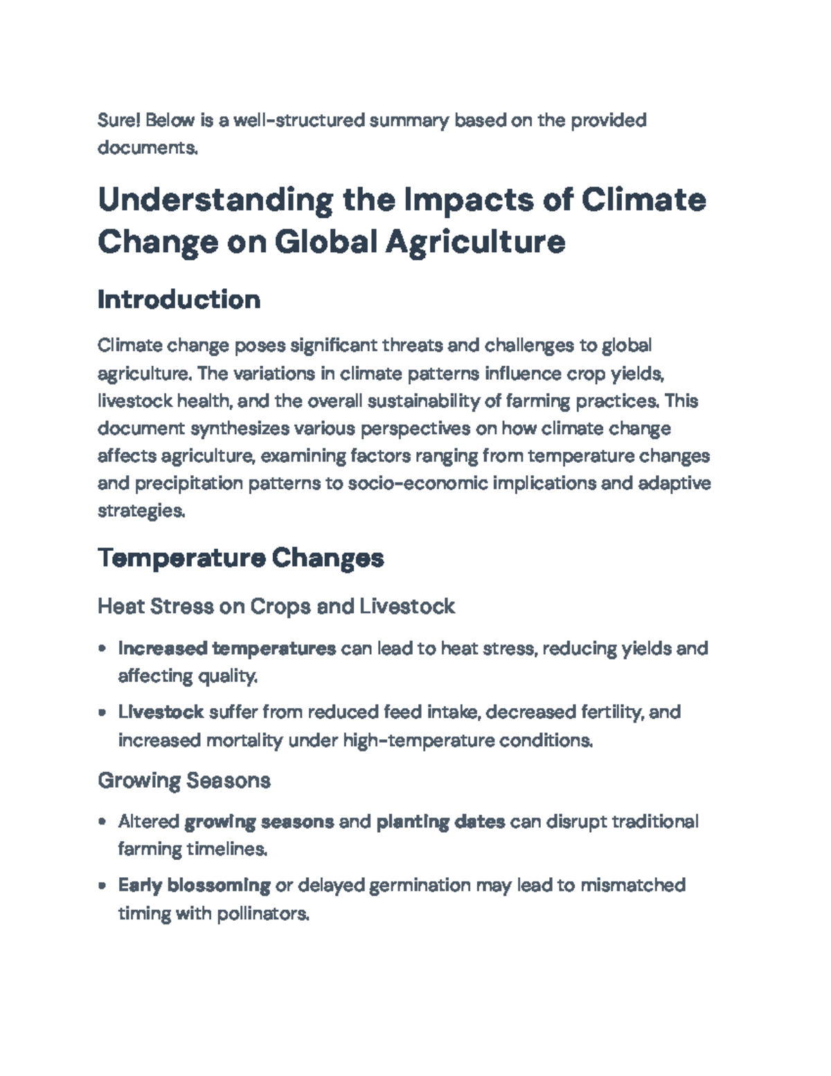 Impacts of Climate Change on Global Agriculture: A Comprehensive ...