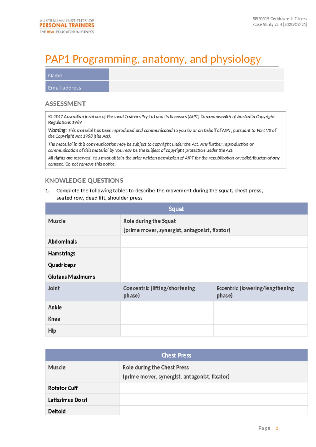 SIS30315 Certificate Fitness Case Study: Programming Anatomy ...