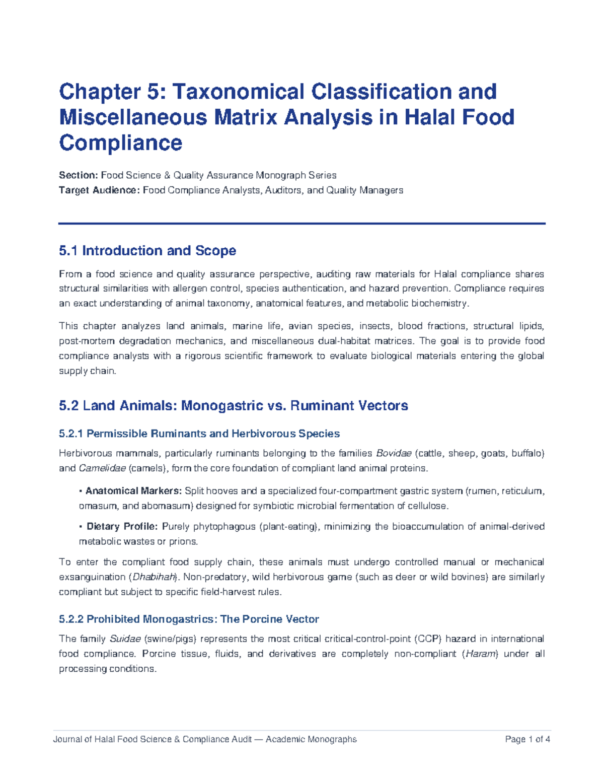 Chapter 5: Taxonomical Classification in Halal Food Compliance (FSQA ...