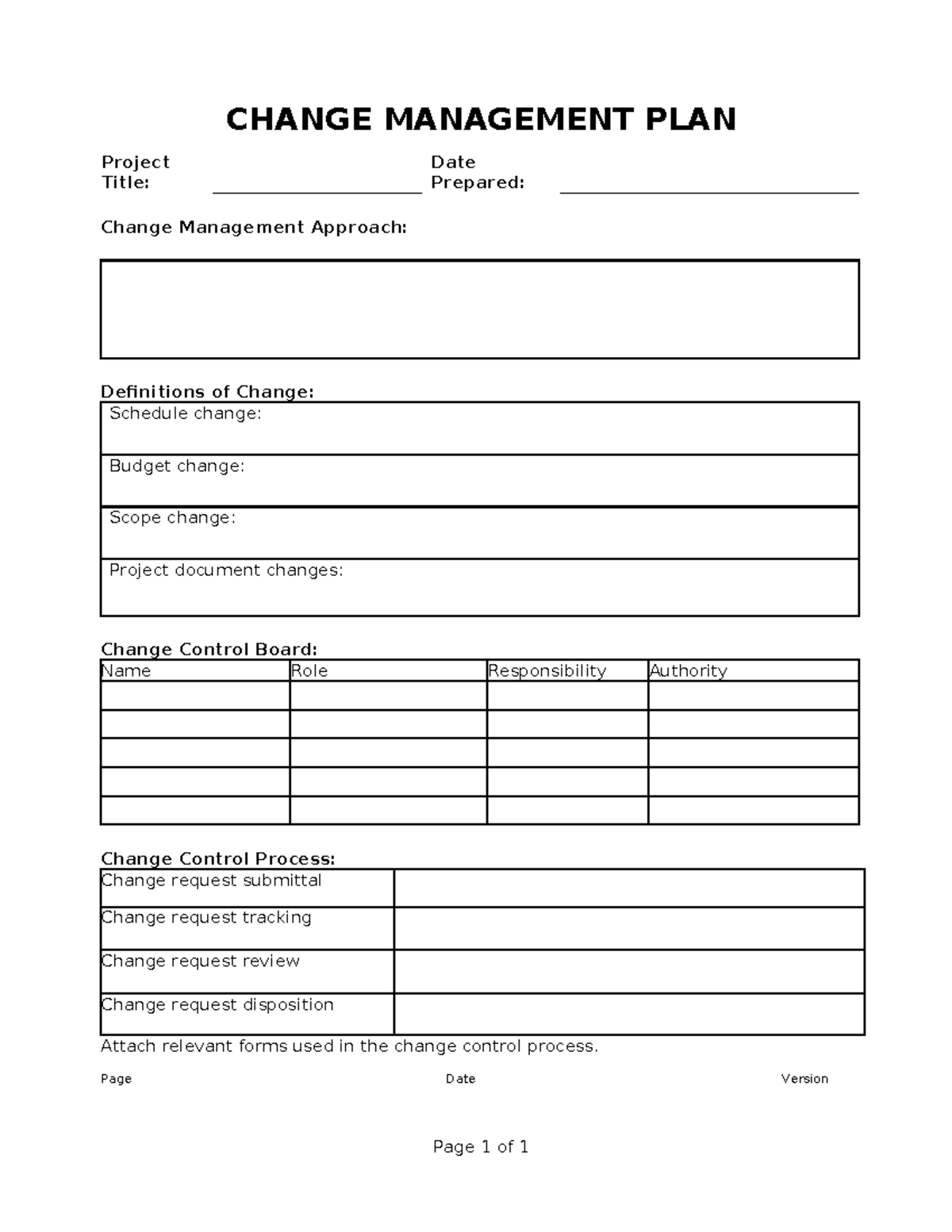 Change-management-plan - CHANGE MANAGEMENT PLAN Project Title: Date ...