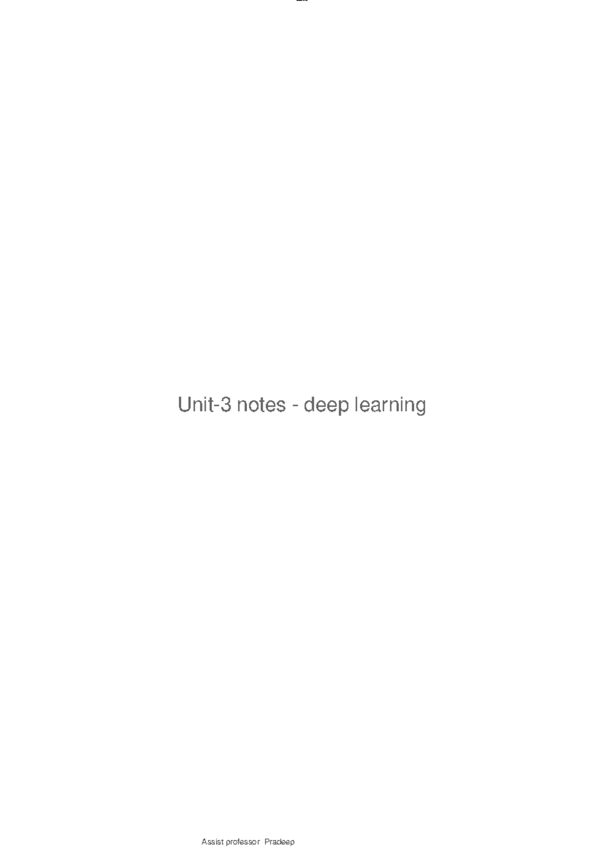 NN UNIT 3 - Deep Learning Overview and Applications - Studocu