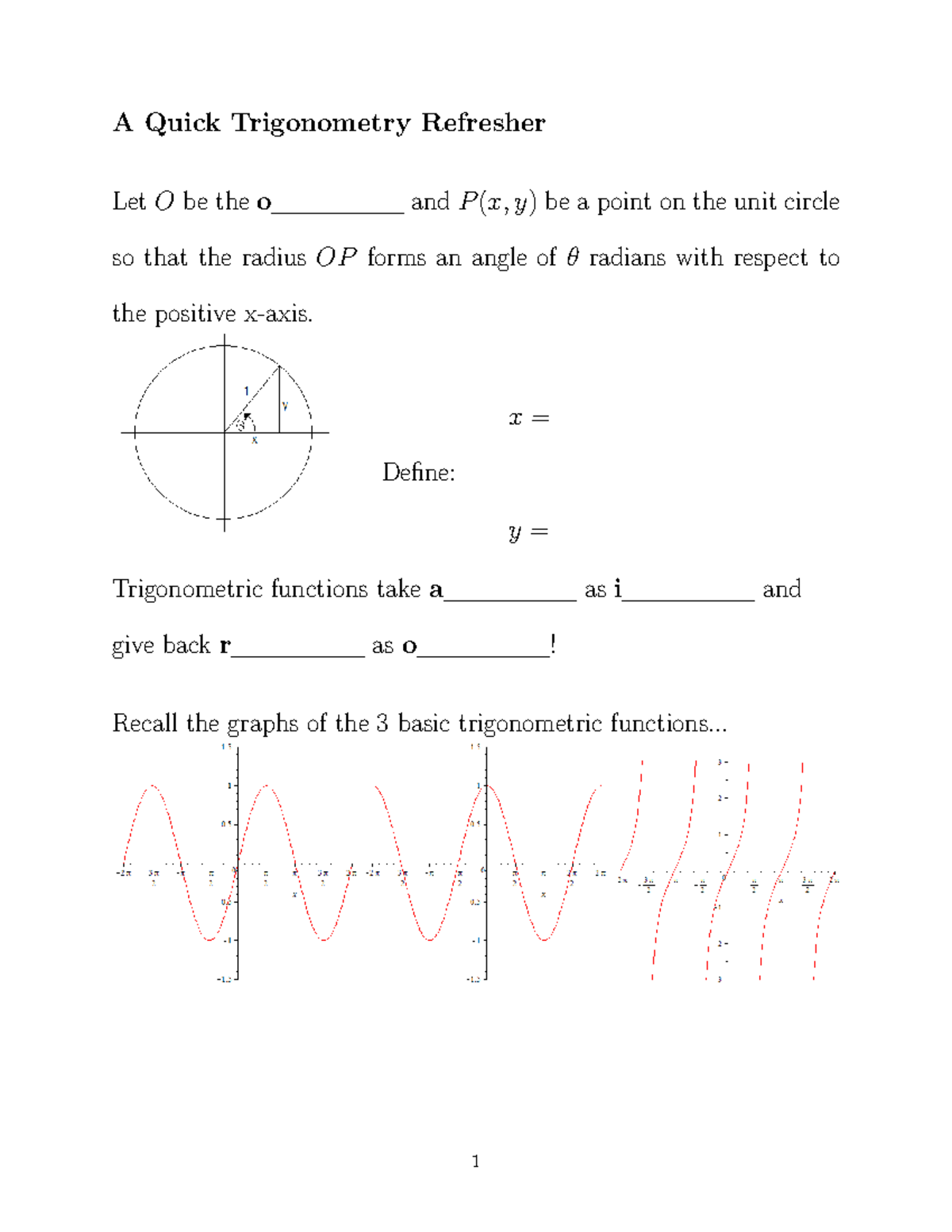 MATH∗1210 Trigonometry Refresher Notes for Final Exam - Studocu