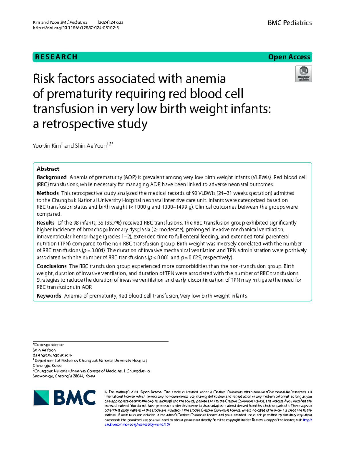 S12887 Risk Factors for Anemia in Very Low Birth Weight Infants - Studocu