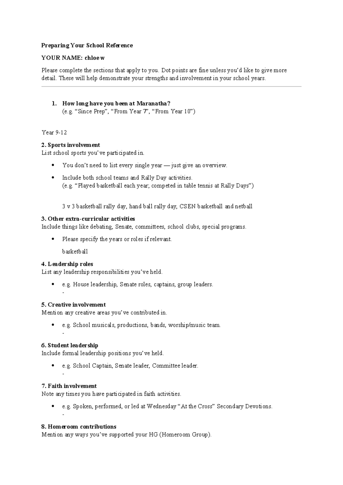 Preparing Your School Reference: Student Details Guide - Studocu