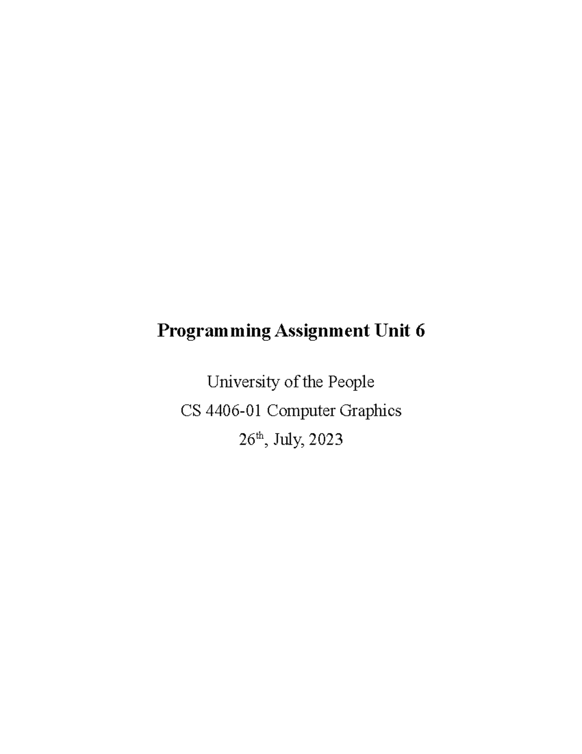 Programming Assignment Unit 6 Graphics - Programming Assignment Unit 6 ...