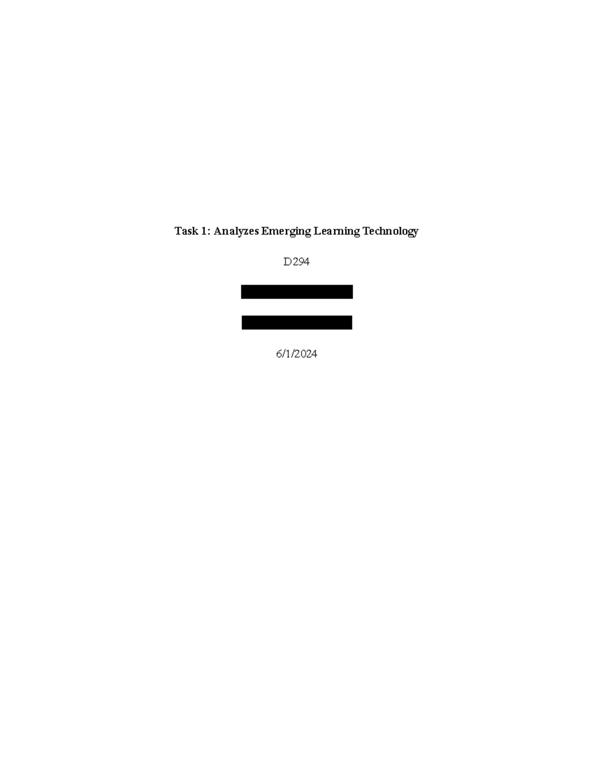 D294 Task 1 - Analyzing AI's Impact on Learning Technologies - Studocu