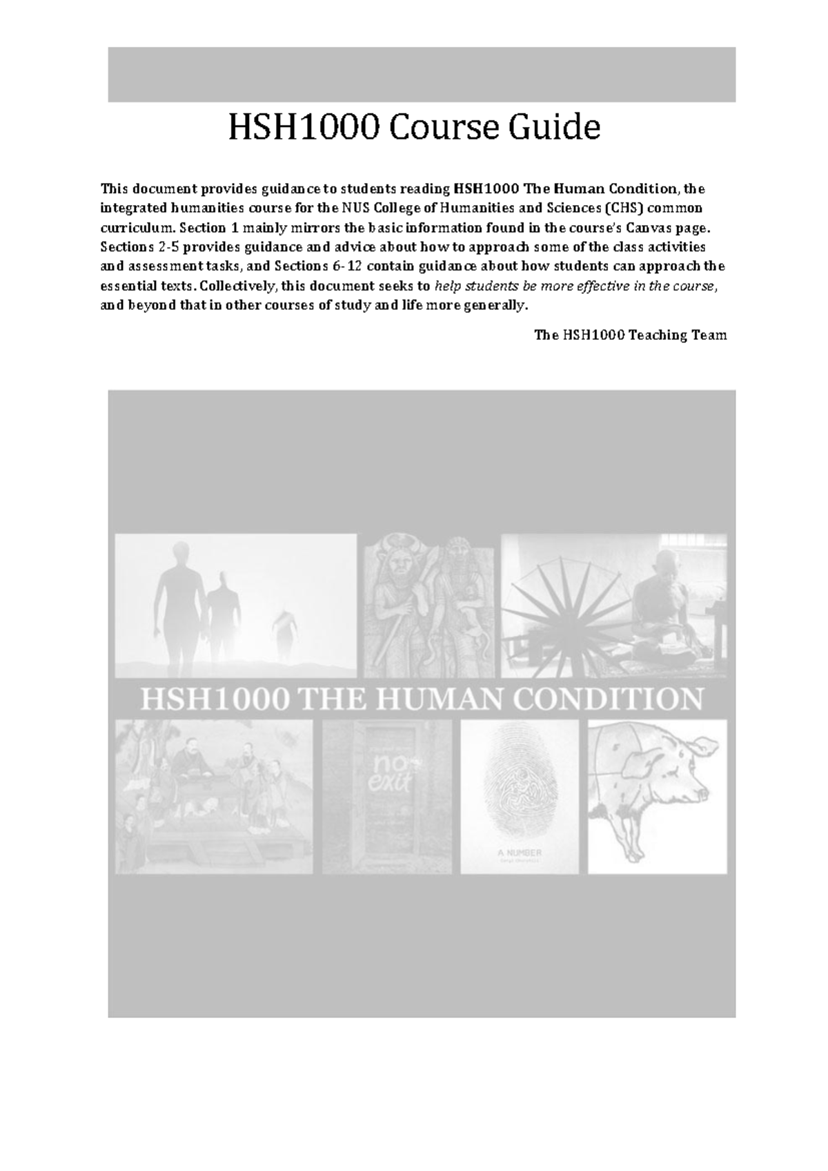 HSH1000 the human condition - HSH1000 Course Guide This document ...