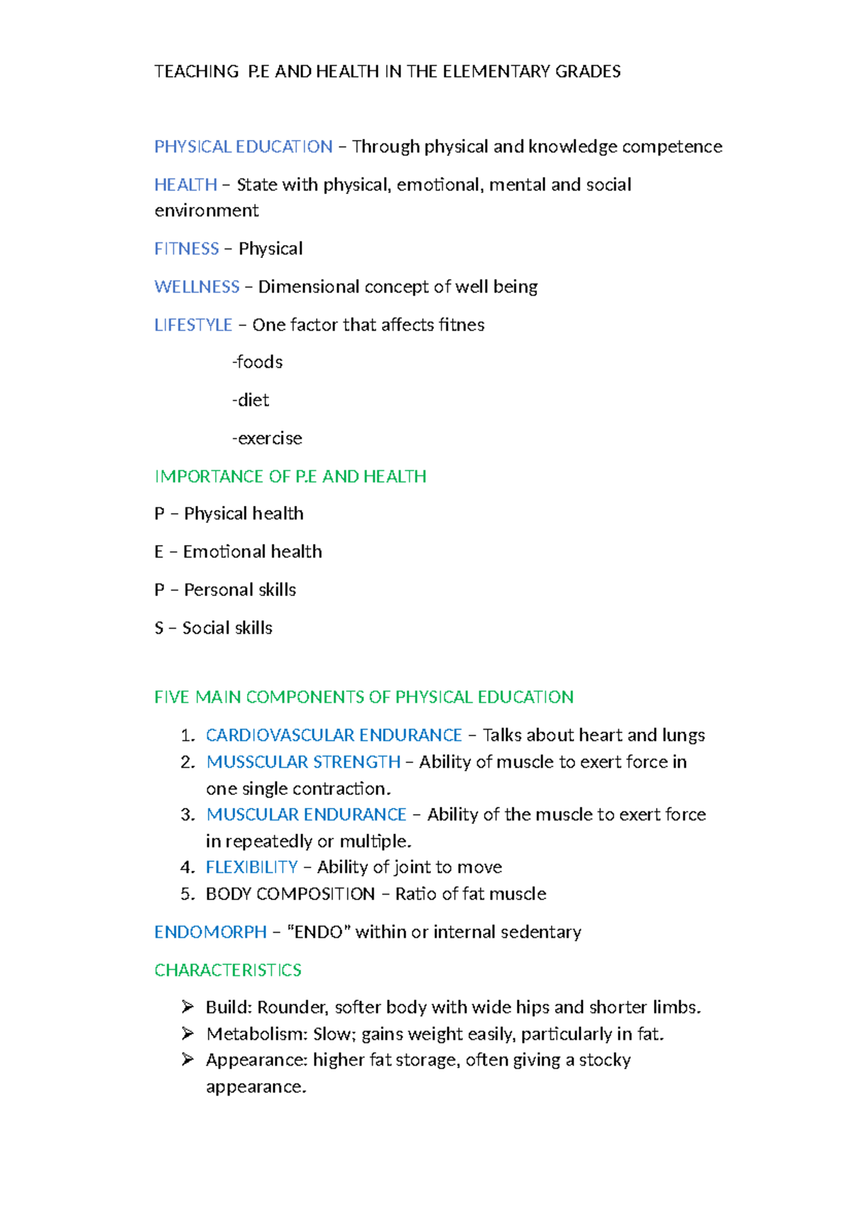 Teaching P.E. and Health in Elementary Grades: Key Concepts and ...