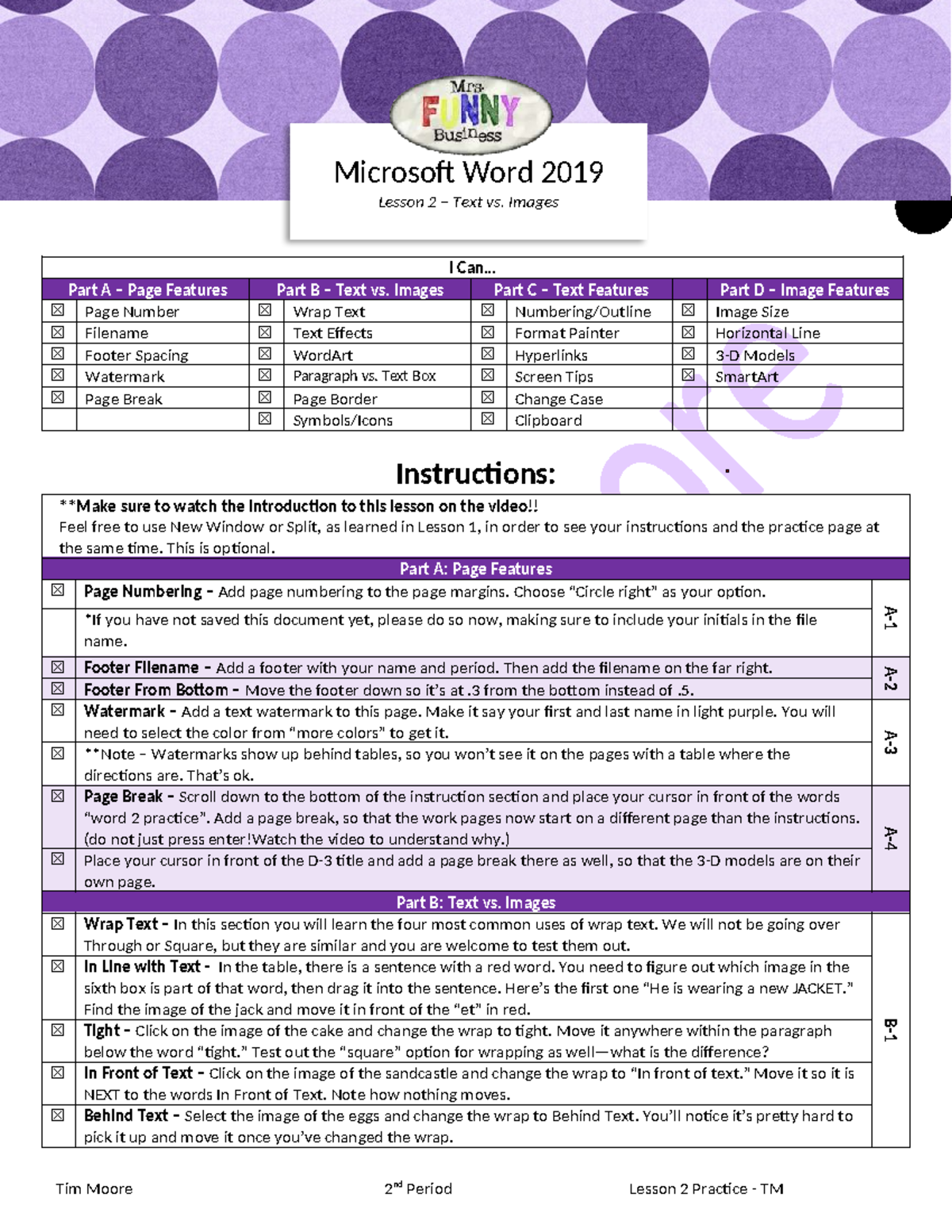 Microsoft Word 2019: Lesson 2 Practice on Text and Images - Studocu