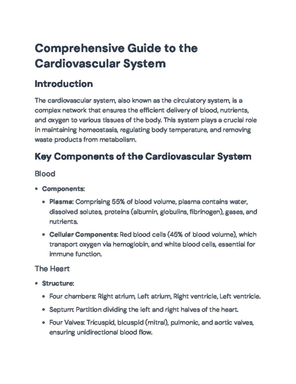 Comprehensive Overview of the Cardiovascular System (BIO 101 ...