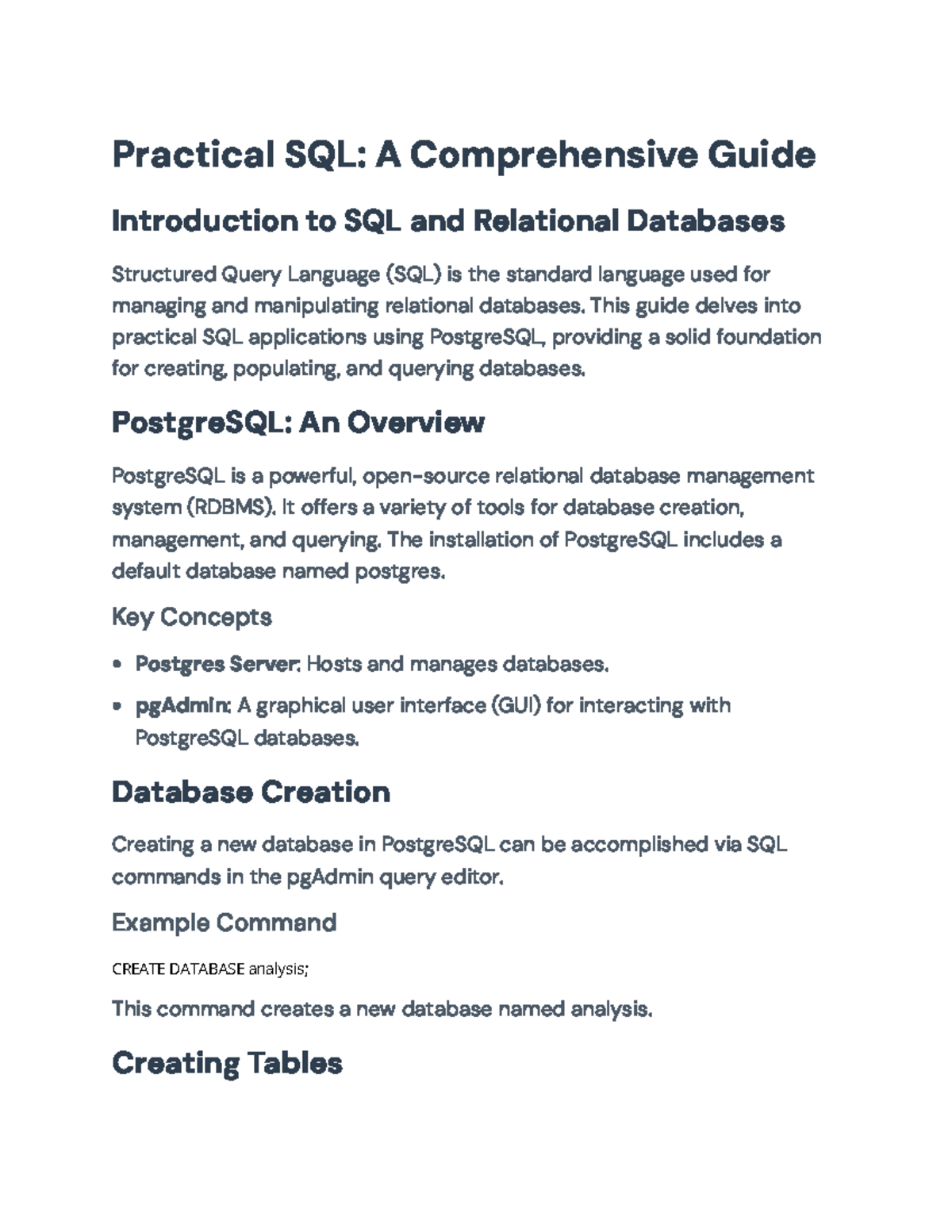 Practical SQL Guide for PostgreSQL: Database Management Essentials ...