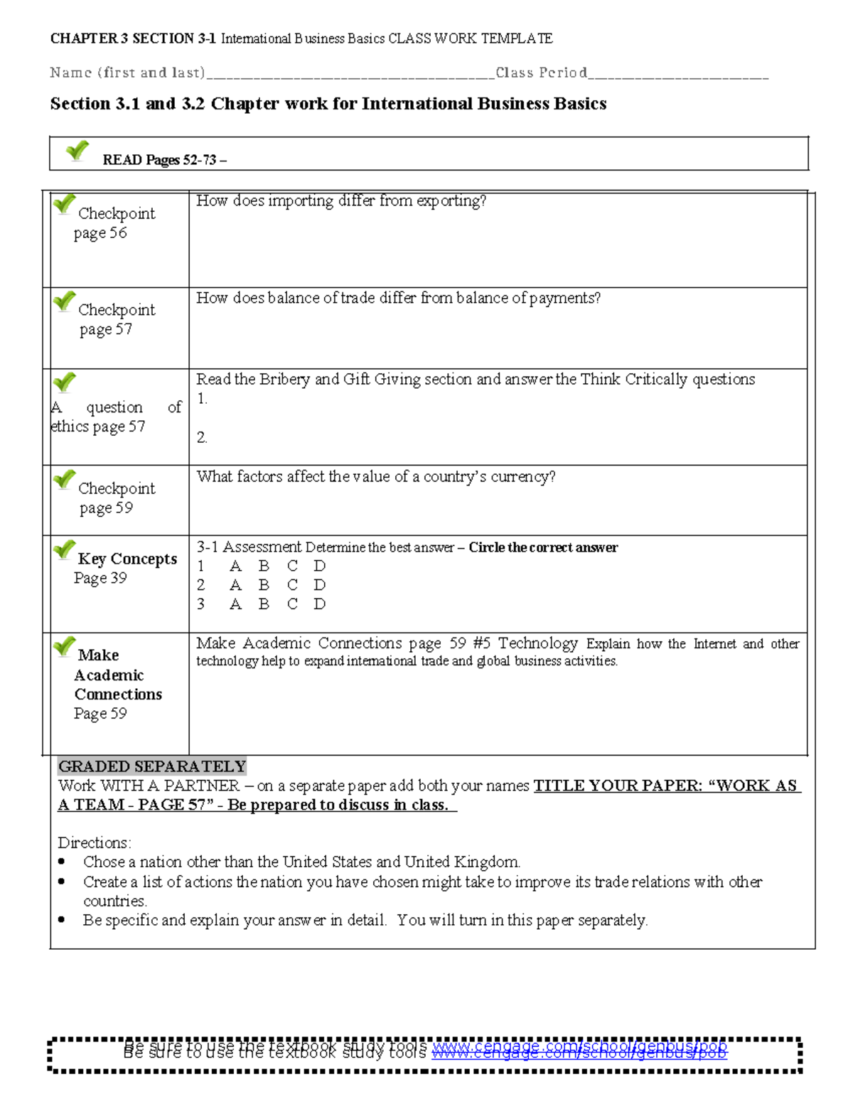 3-1 - Business - Be sure to use the textbook study tools cengage/school ...