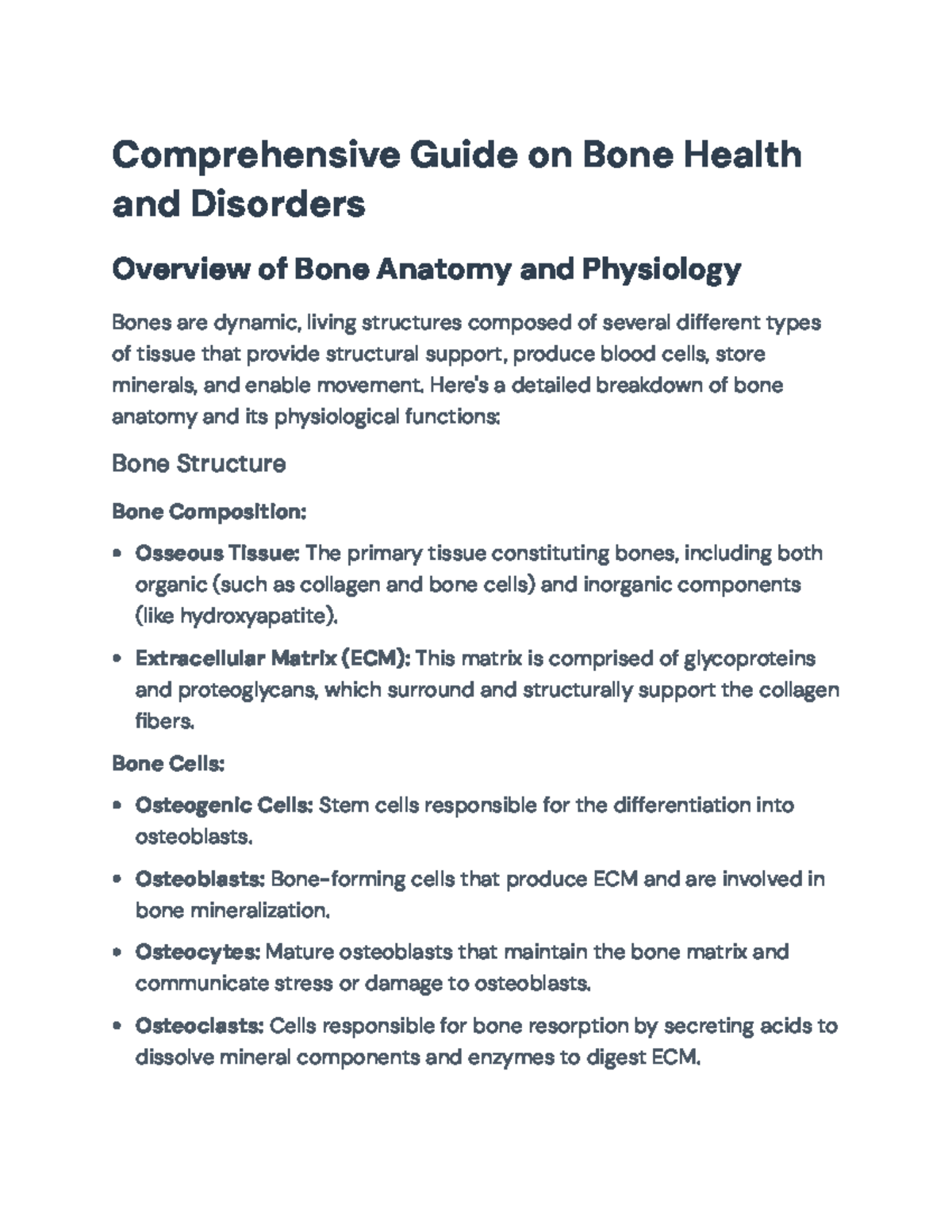 Comprehensive Guide on Bone Health and Disorders: Anatomy & Care - Studocu