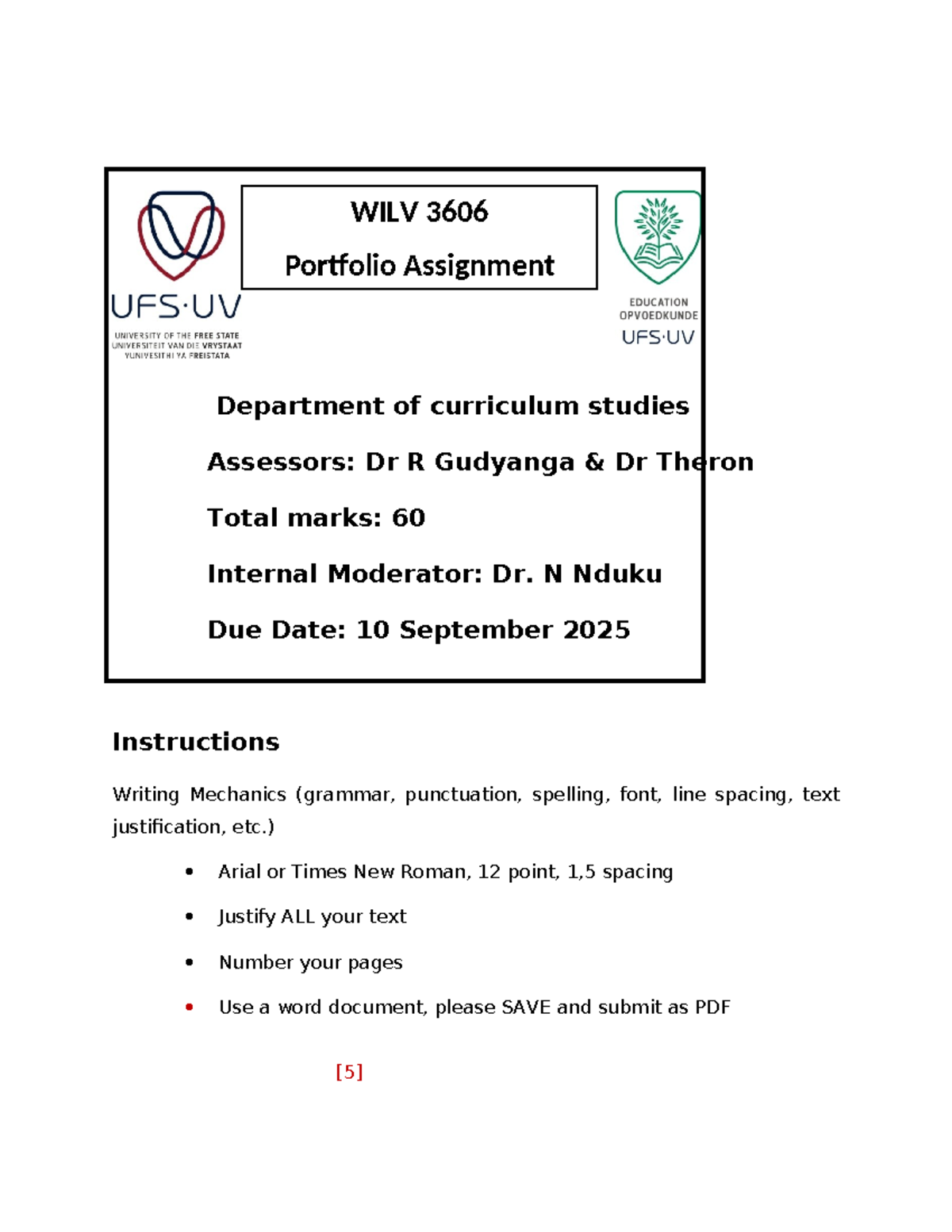 WILV 3606 Portfolio Final Assignment Notes for 2025 - Studocu