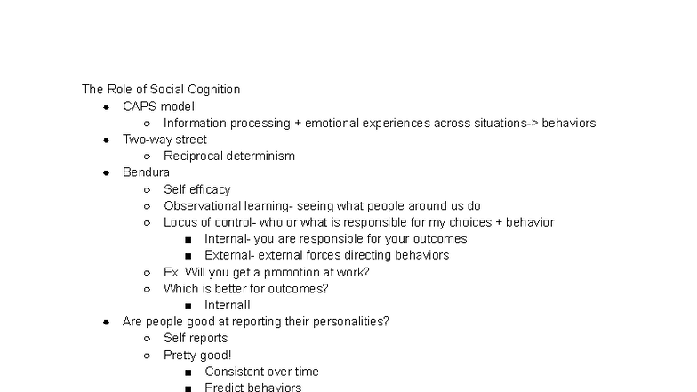Exam 2 Psych - Social Cognition and Personality Insights - Studocu