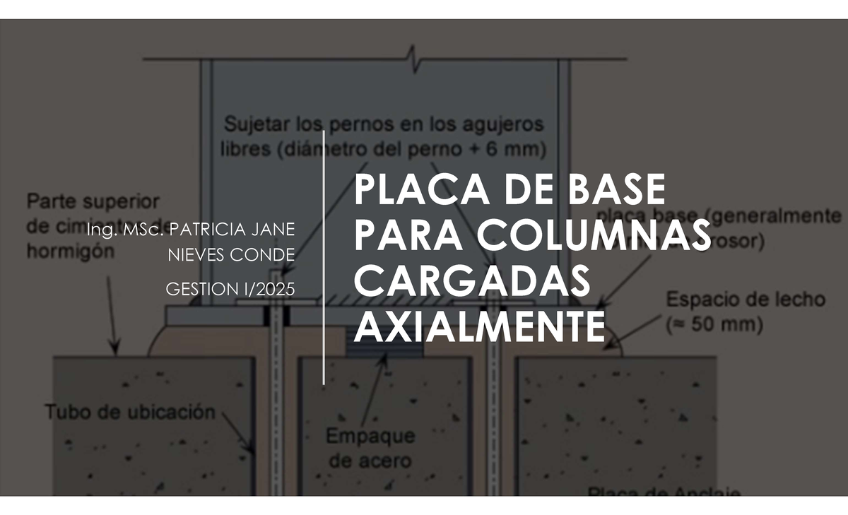 Gestión de Placas Base para Columnas Cargadas Axialmente - Ing. MSc. P1 ...