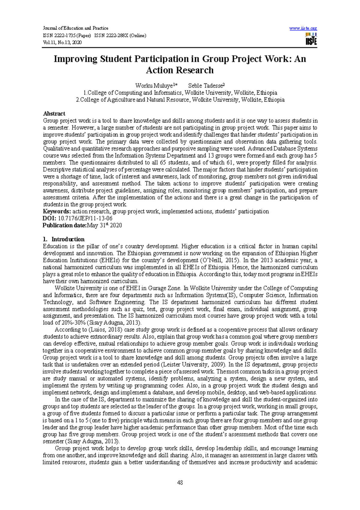 Improving Student Participation in Group Projects: An Action Research ...
