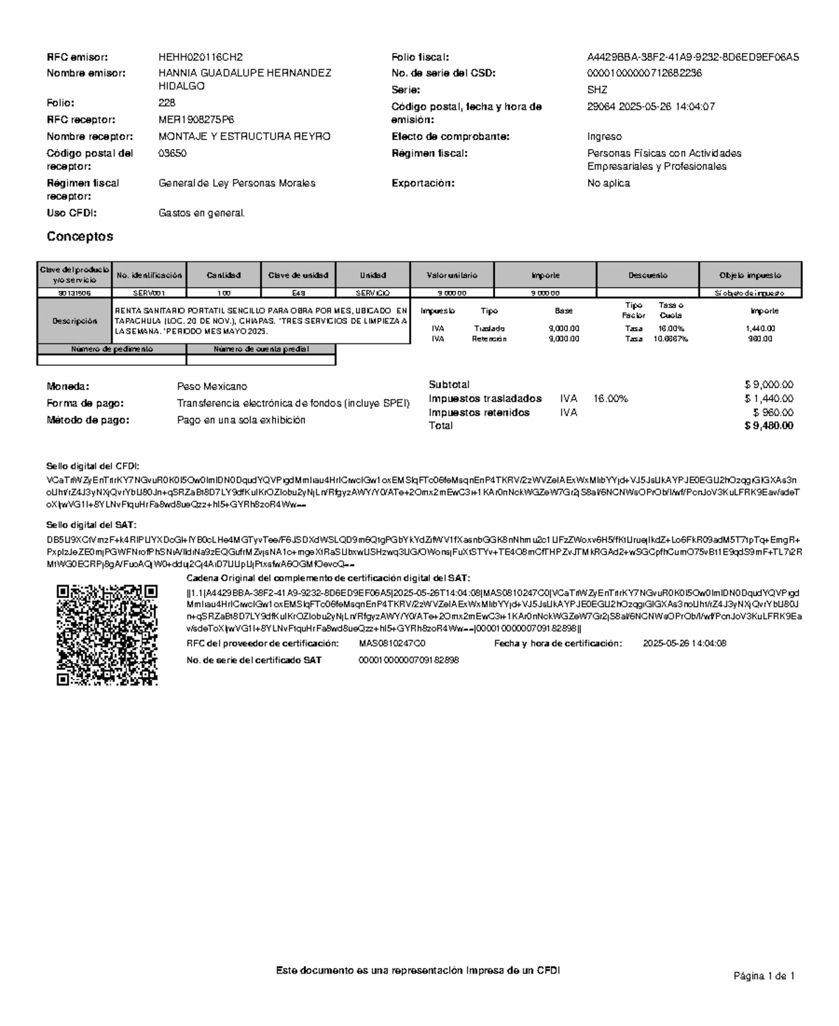RFC y CFDI: Comprobante de Ingreso para Servicio de Renta Sanitario ...