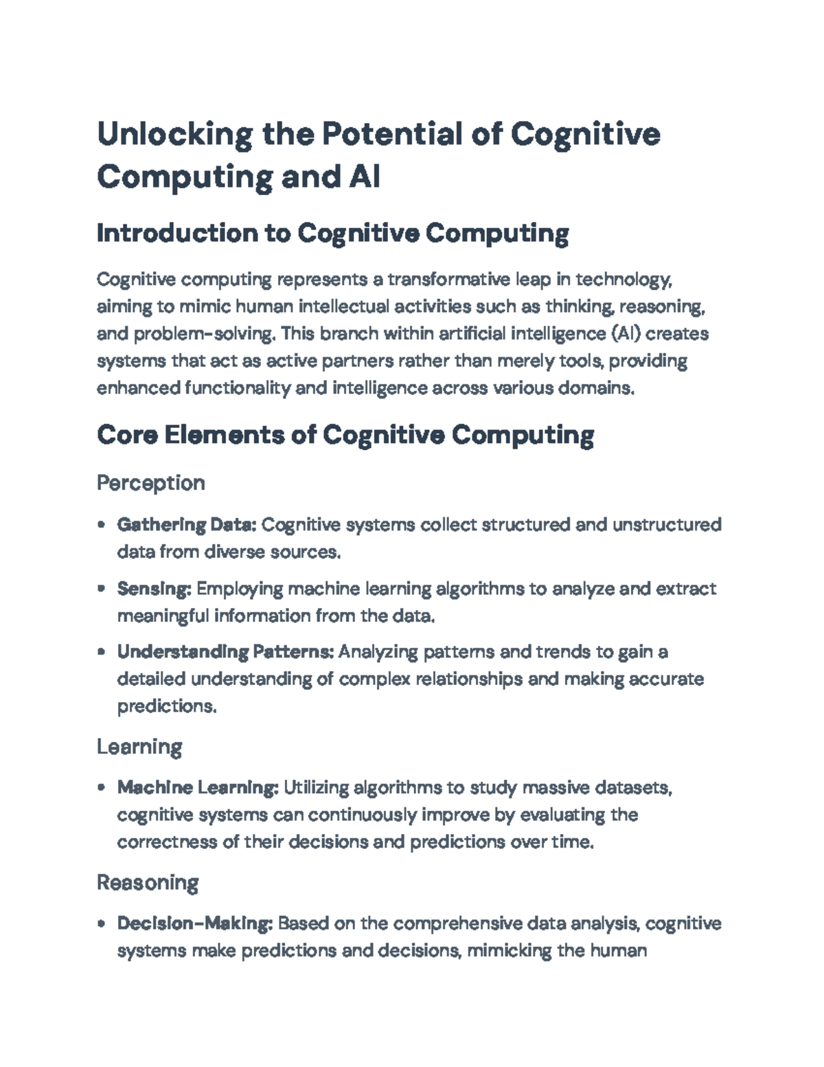 Cognitive Computing and AI: Fundamentals and Applications Overview ...