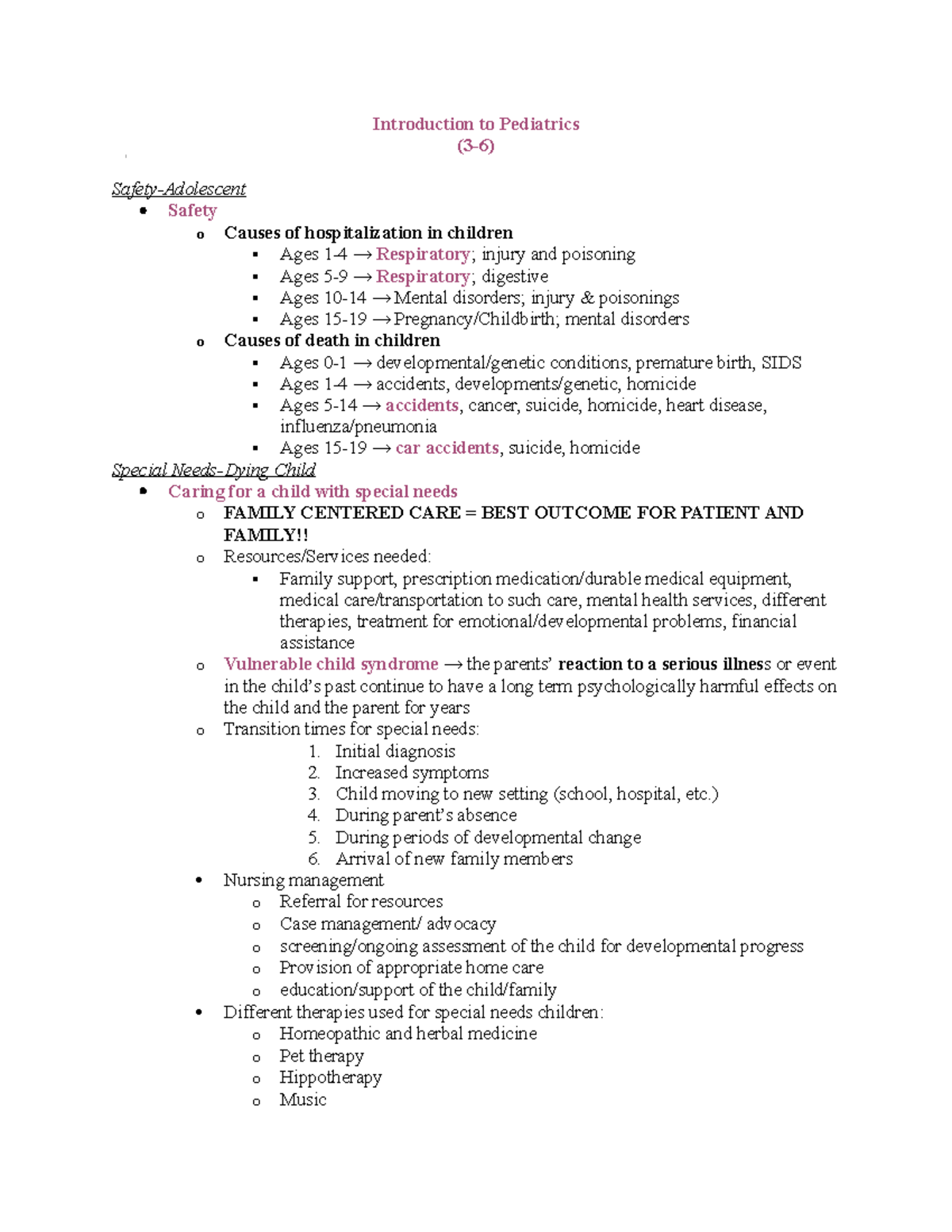 PEDS Study Guide EXAM 1 - Summary Nursing And Healthcare Vi: Child ...