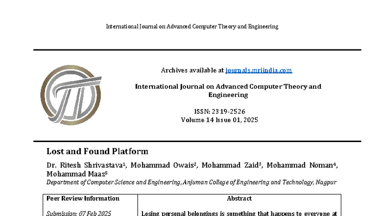 N39 - Digital Lost and Found Platform: A Modern Solution for Item ...