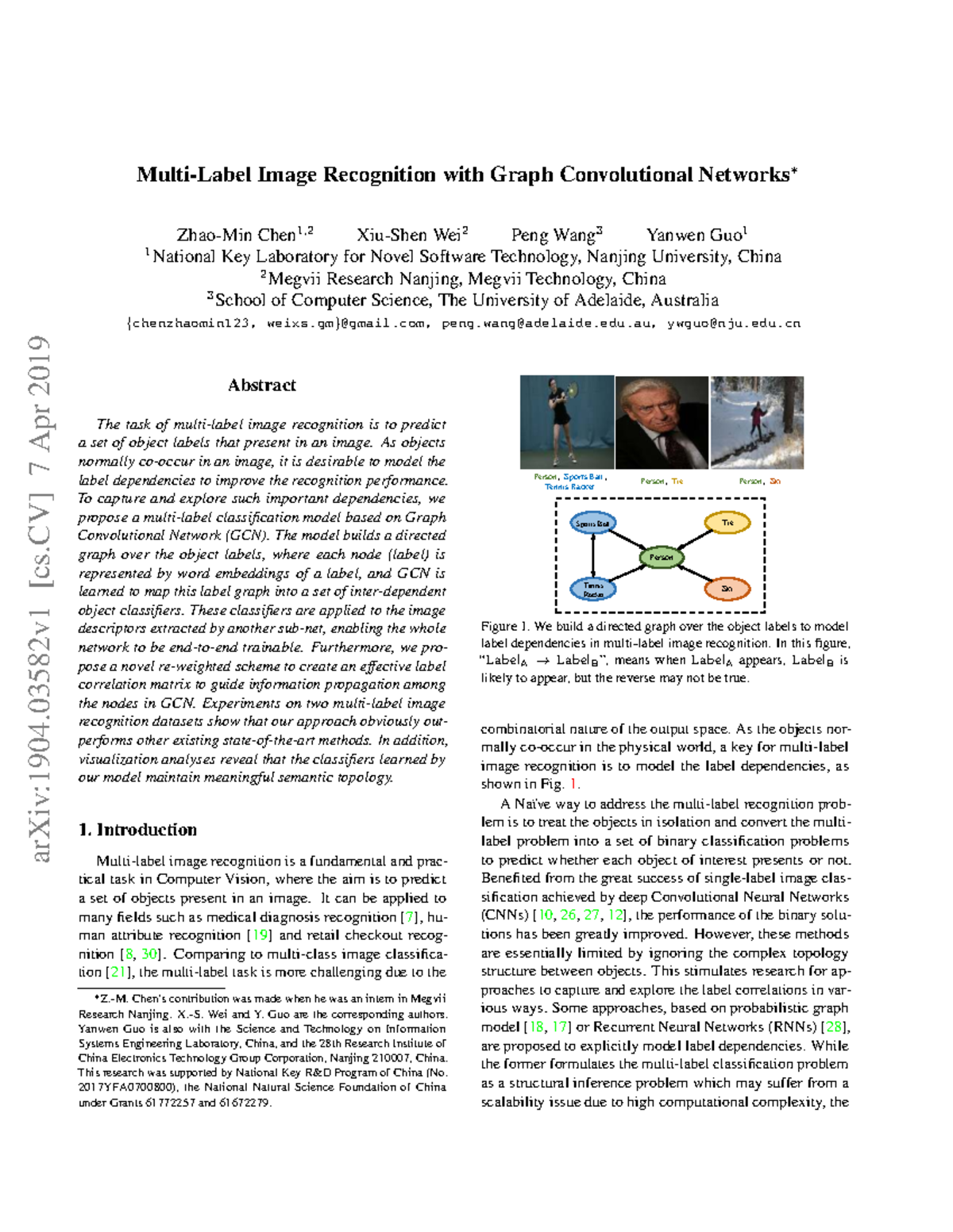 Multi-label Image Recognition with Graph Convolutional Networks (ML-GCN ...