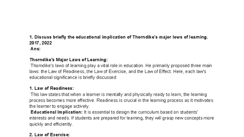 Educational Implications of Learning Theories and Strategies (EDU 101 ...