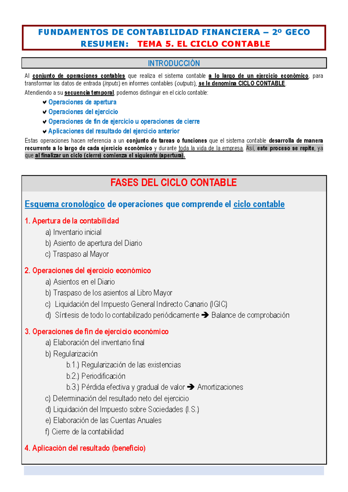 Resumen de Tema 5: Ciclo Contable - Fundamentos de Contabilidad 2∫ GECO ...