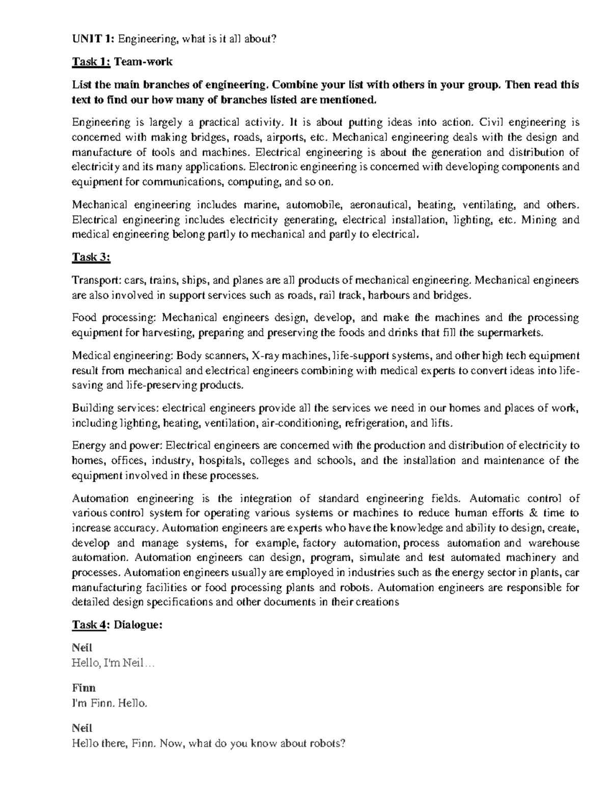 Handout: Chapter 1 - Overview of Engineering Branches (SSDD) - Studocu