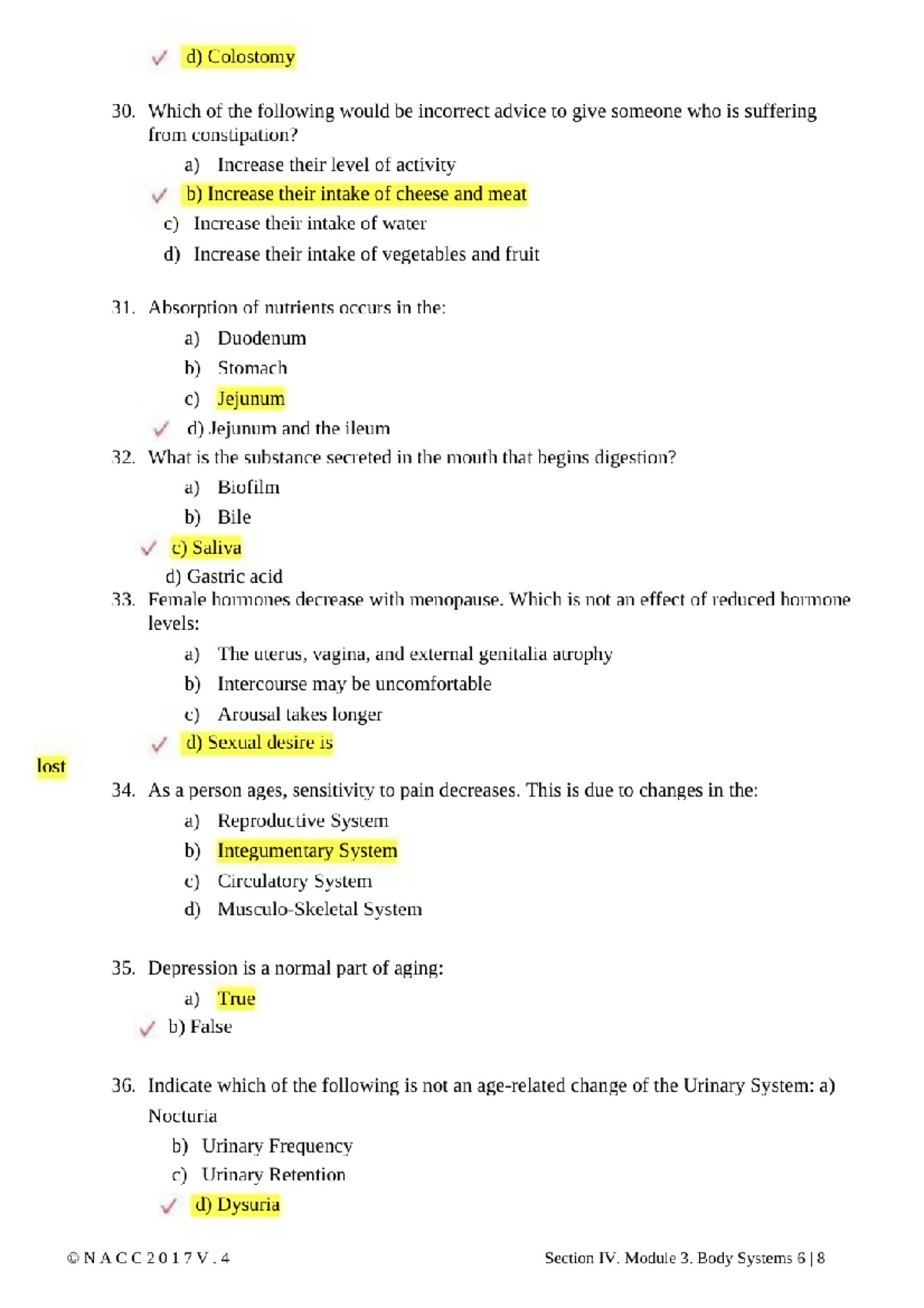 DNACC2017V Final Exam Review: Body Systems and Aging Issues - Studocu
