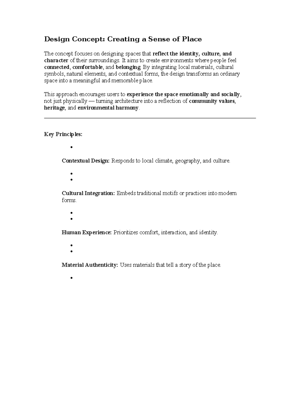 Design Concept: Creating Meaningful Spaces for Community Identity - Studocu