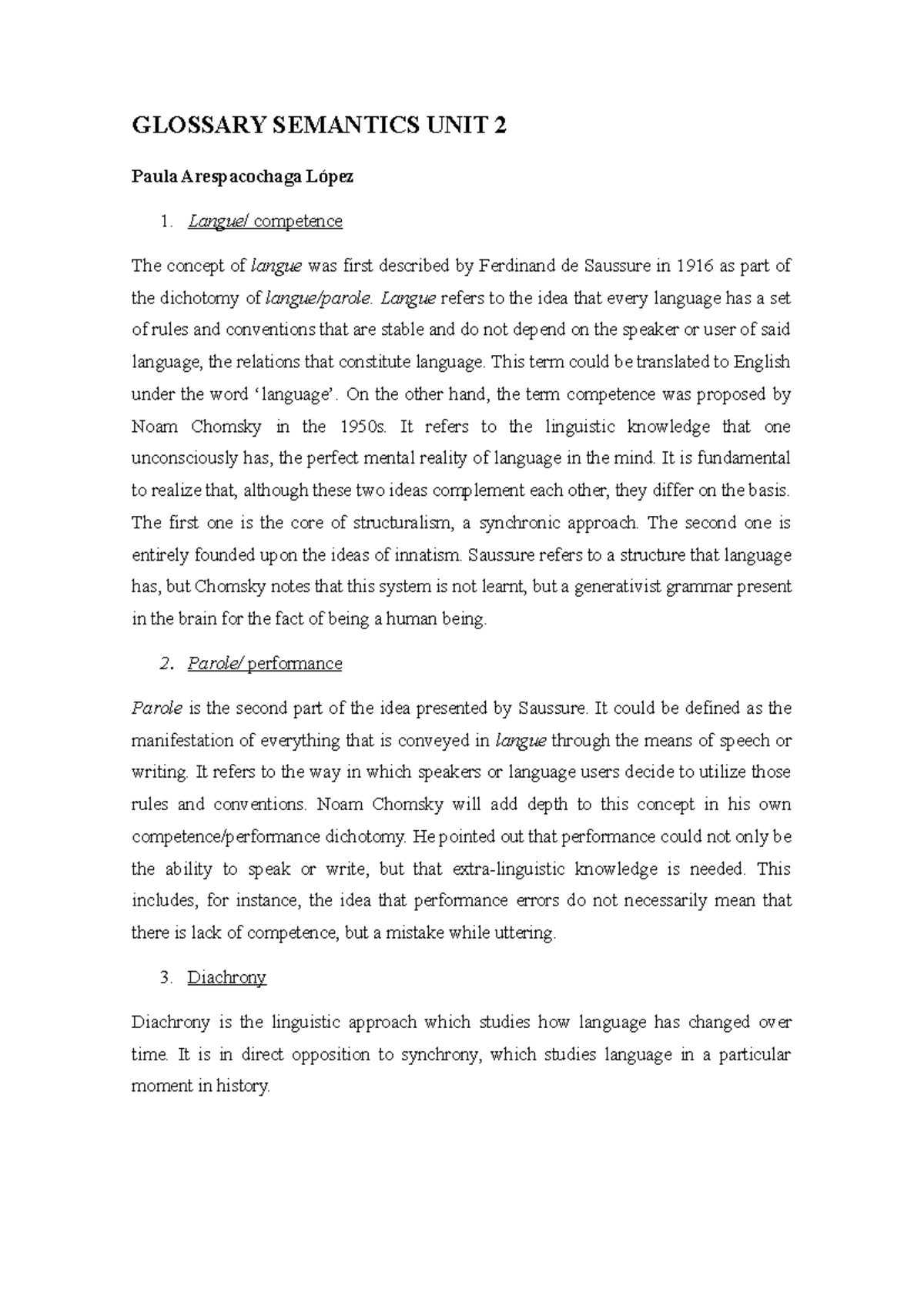 Glossary of Semantics: Key Terms for Unit 2 - Studocu